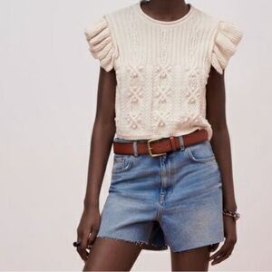 Zara Ruffle Knit Top Medium